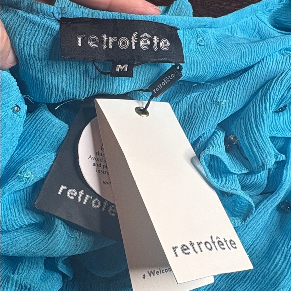 NWT Retrofête- The Lennon Dress in Color Blue Atoll. Size M - Picture 10 of 12